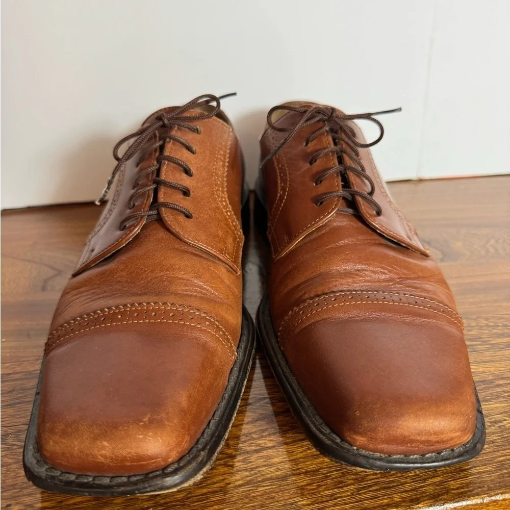 Donald J. Pliner Rich Brown Leather Oxfords Shoes